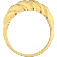 Olas d'Oro - 14K Yellow Gold Twisted Ribbed Band Ring - Size 7 - Elegant Polished Design