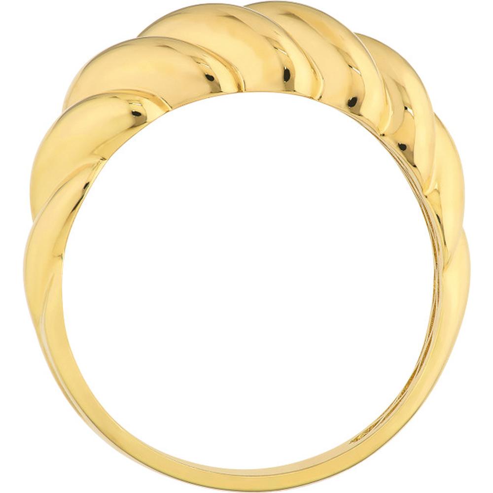 Olas d'Oro - 14K Yellow Gold Twisted Ribbed Band Ring - Size 7 - Elegant Polished Design