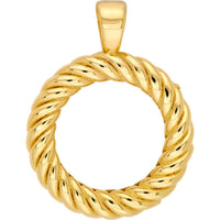 Olas d'Oro - 14K Yellow Gold Twisted Rope Open Circle Pendant - 1.88 Grams