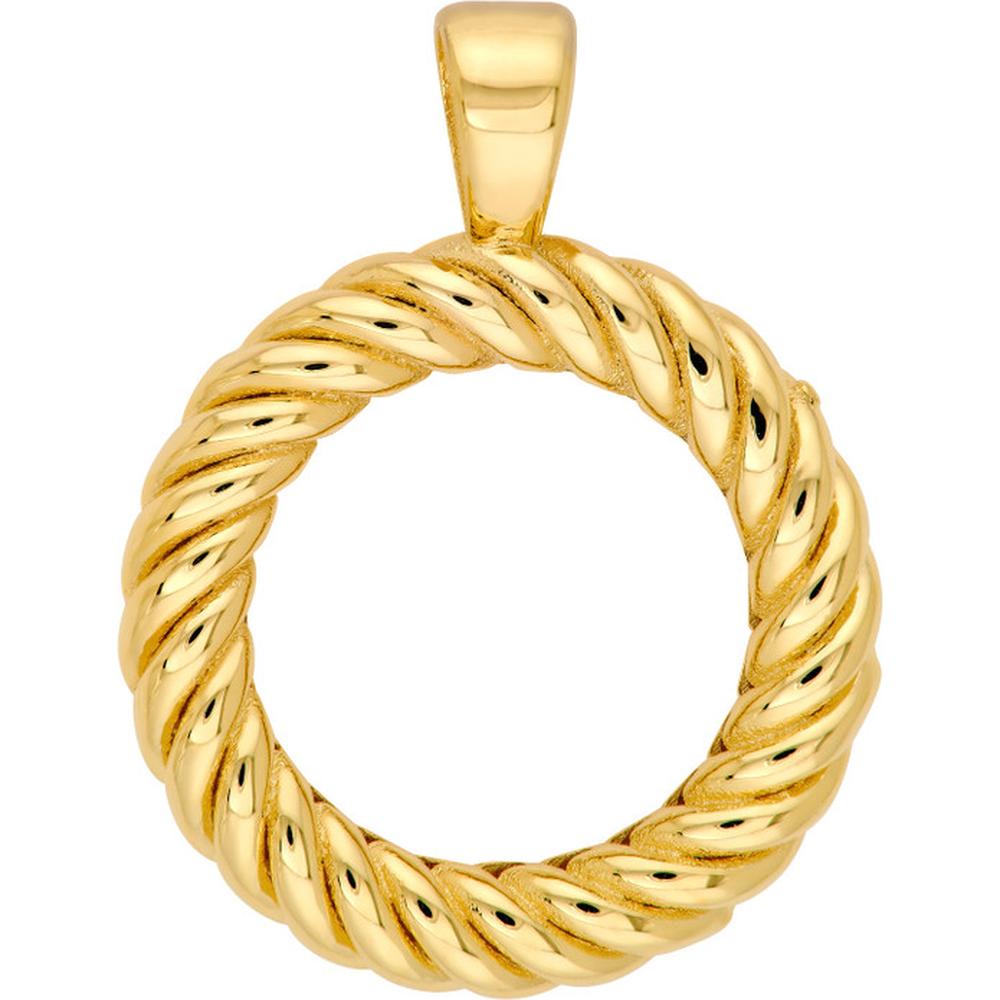 Olas d'Oro - 14K Yellow Gold Twisted Rope Open Circle Pendant - 1.88 Grams