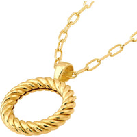 Olas d'Oro - 14K Yellow Gold Twisted Rope Open Circle Pendant - 1.88 Grams