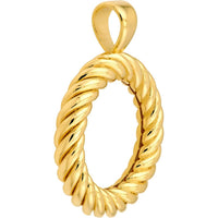 Olas d'Oro - 14K Yellow Gold Twisted Rope Open Circle Pendant - 1.88 Grams