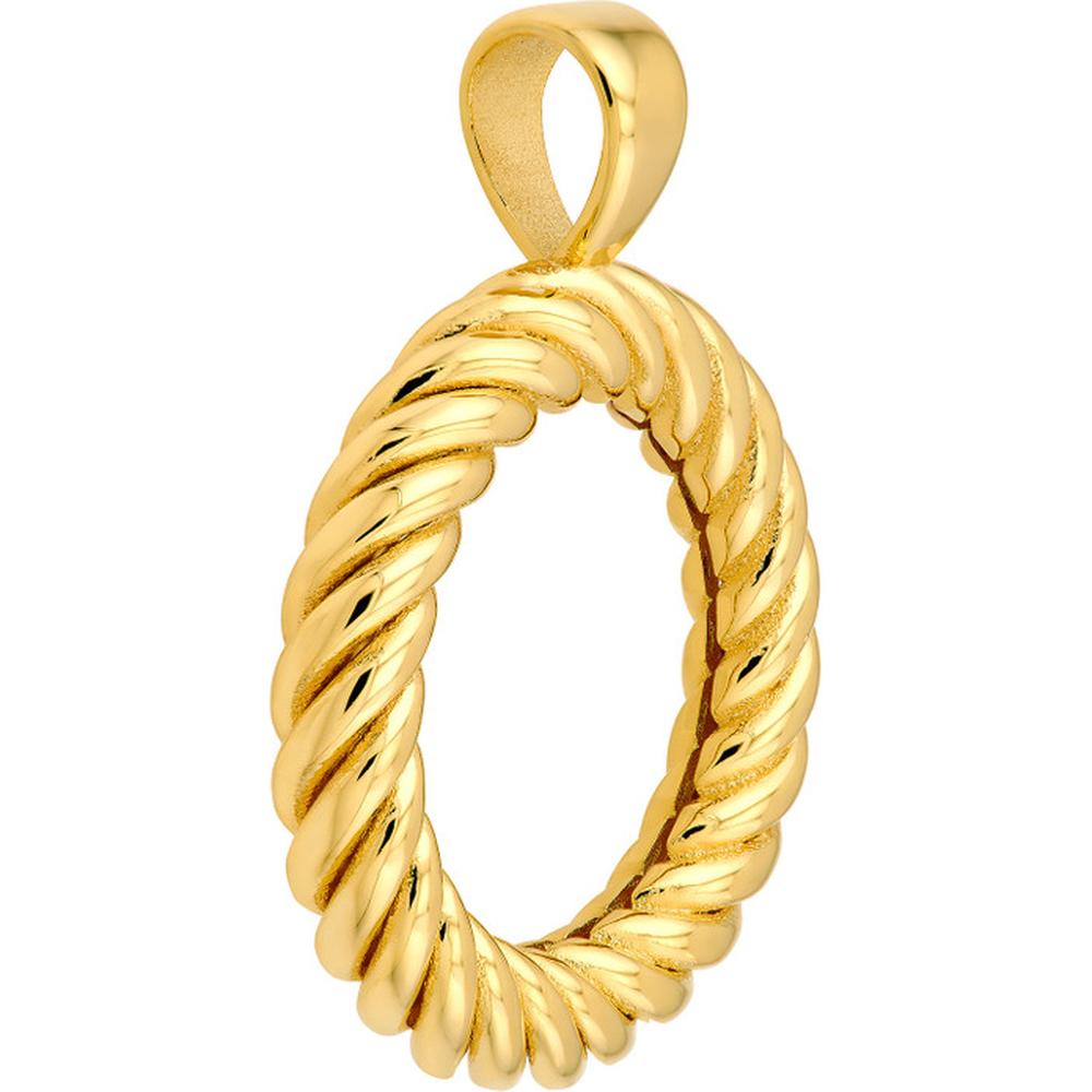 Olas d'Oro - 14K Yellow Gold Twisted Rope Open Circle Pendant - 1.88 Grams