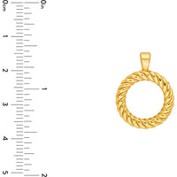 Olas d'Oro - 14K Yellow Gold Twisted Rope Open Circle Pendant - 1.88 Grams