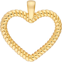 Olas d'Oro - 14K Yellow Gold Twisted Rope Open Heart Pendant - 1.84 Grams