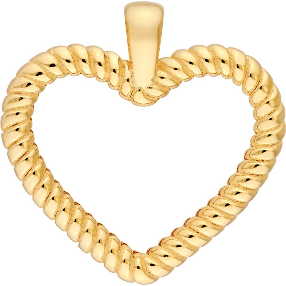 Olas d'Oro - 14K Yellow Gold Twisted Rope Open Heart Pendant - 1.84 Grams