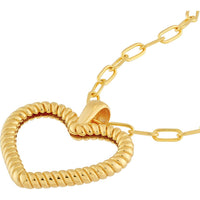 Olas d'Oro - 14K Yellow Gold Twisted Rope Open Heart Pendant - 1.84 Grams