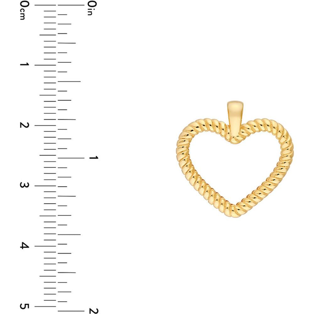 Olas d'Oro - 14K Yellow Gold Twisted Rope Open Heart Pendant - 1.84 Grams