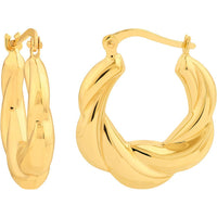 Olas d'Oro - 14K Yellow Gold Twisted Round Hoop Earrings - 2.40 Grams Total Weight