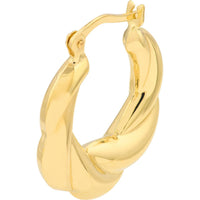 Olas d'Oro - 14K Yellow Gold Twisted Round Hoop Earrings - 2.40 Grams Total Weight