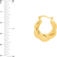 Olas d'Oro - 14K Yellow Gold Twisted Round Hoop Earrings - 2.40 Grams Total Weight