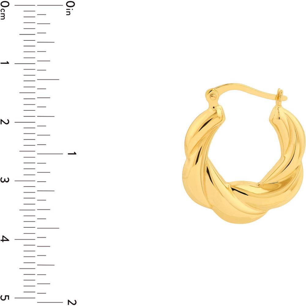 Olas d'Oro - 14K Yellow Gold Twisted Round Hoop Earrings - 2.40 Grams Total Weight