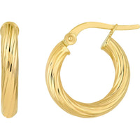 Olas d'Oro - 14K Yellow Gold Twisted Tube Mini Hoop Earrings - 1.25 Grams Average Weight