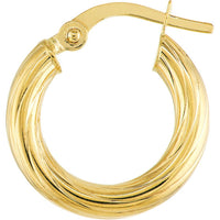 Olas d'Oro - 14K Yellow Gold Twisted Tube Mini Hoop Earrings - 1.25 Grams Average Weight