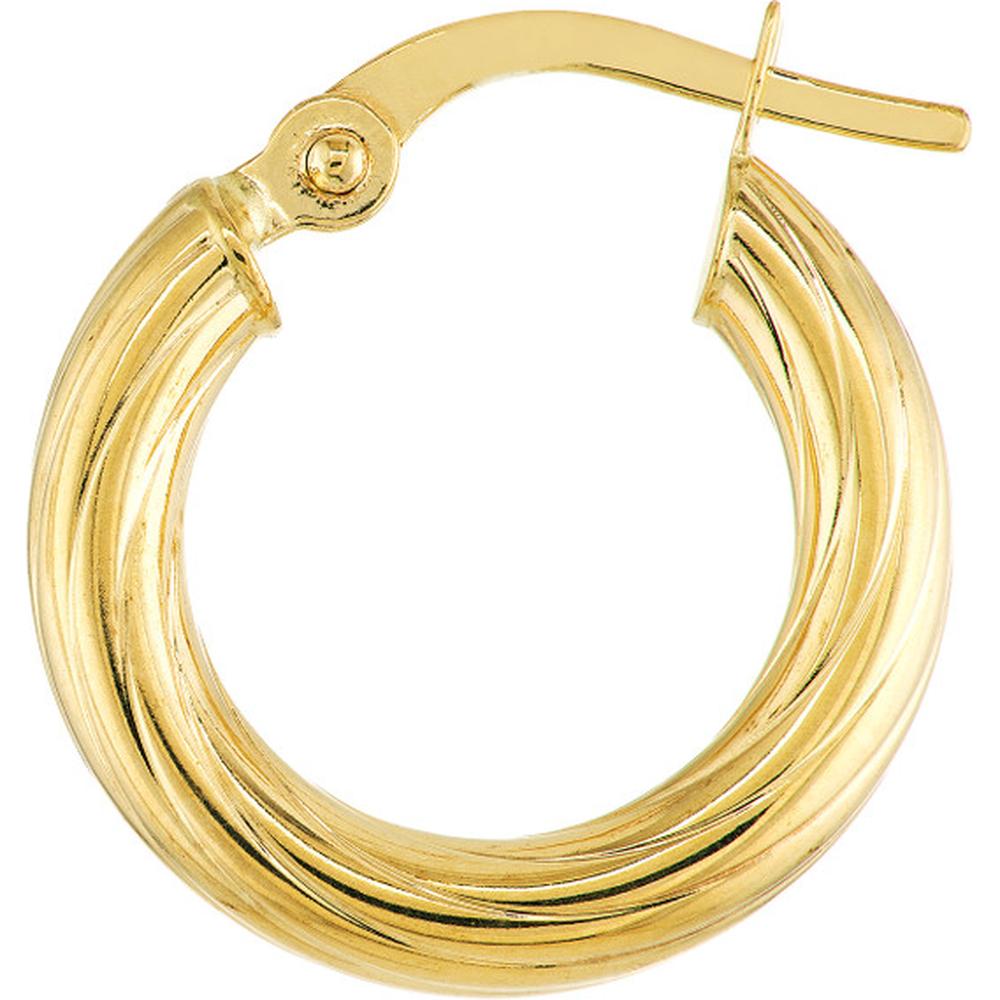 Olas d'Oro - 14K Yellow Gold Twisted Tube Mini Hoop Earrings - 1.25 Grams Average Weight