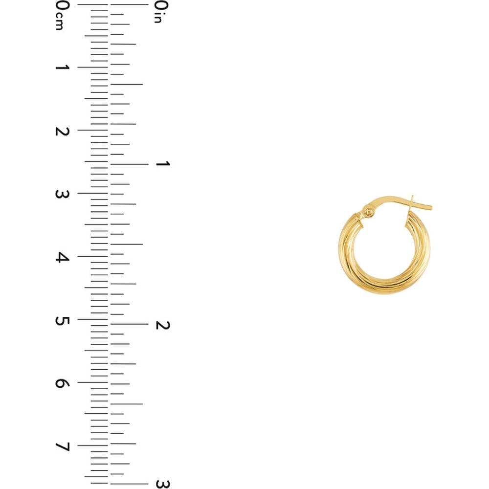 Olas d'Oro - 14K Yellow Gold Twisted Tube Mini Hoop Earrings - 1.25 Grams Average Weight