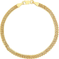 Olas d'Oro - 14K Yellow Gold Two-Row Wheat Chain Bracelet - 2.93 Grams