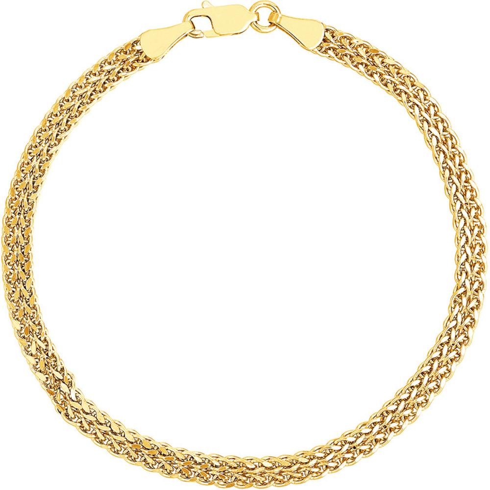 Olas d'Oro - 14K Yellow Gold Two-Row Wheat Chain Bracelet - 2.93 Grams