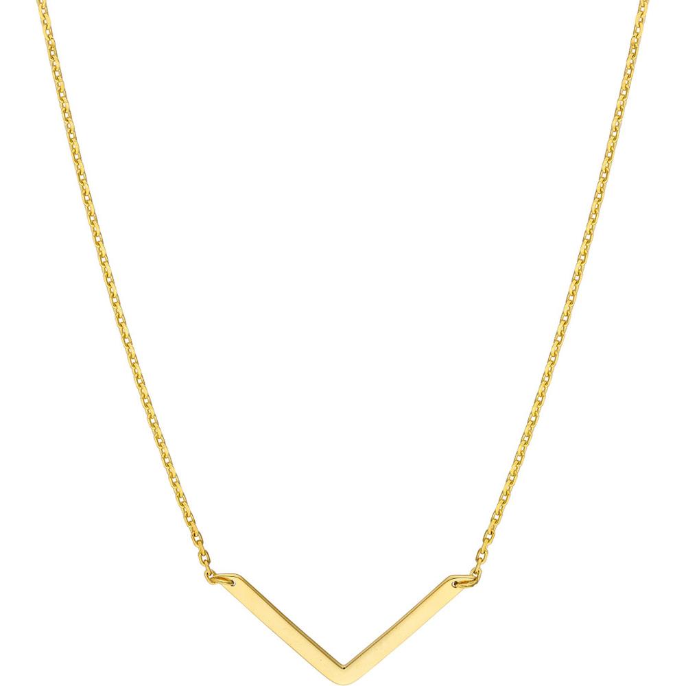 Olas d'Oro - 14K Yellow Gold V on Chain Adjustable Drop Necklace - 2.26 Grams Total Weight