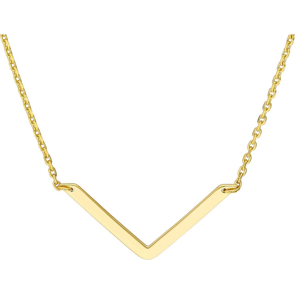 Olas d'Oro - 14K Yellow Gold V on Chain Adjustable Drop Necklace - 2.26 Grams Total Weight
