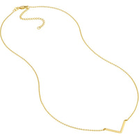 Olas d'Oro - 14K Yellow Gold V on Chain Adjustable Drop Necklace - 2.26 Grams Total Weight