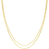 Olas d'Oro - 14K Yellow Gold Valentino and Hammered Forzentina Layered Chain Bracelet - Adjustable 7.50" Length