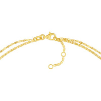 Olas d'Oro - 14K Yellow Gold Valentino and Hammered Forzentina Layered Chain Bracelet - Adjustable 7.50" Length