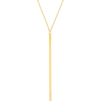 Olas d'Oro - 14K Yellow Gold Vertical Bar Necklace with 1/2pt Diamond