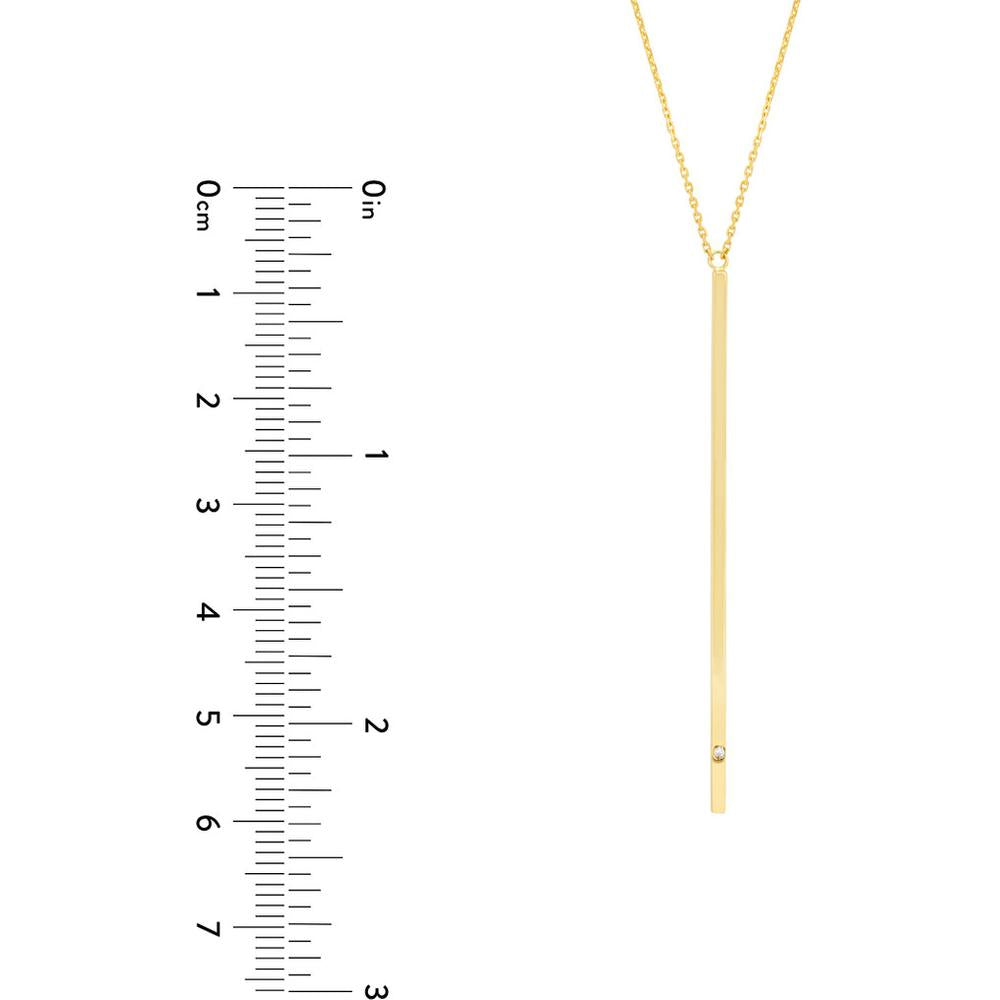Olas d'Oro - 14K Yellow Gold Vertical Bar Necklace with 1/2pt Diamond