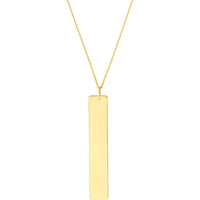 Olas d'Oro - 14K Yellow Gold Vertical Engravable Bar Adjustable Necklace
