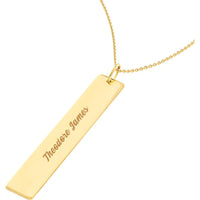 Olas d'Oro - 14K Yellow Gold Vertical Engravable Bar Adjustable Necklace