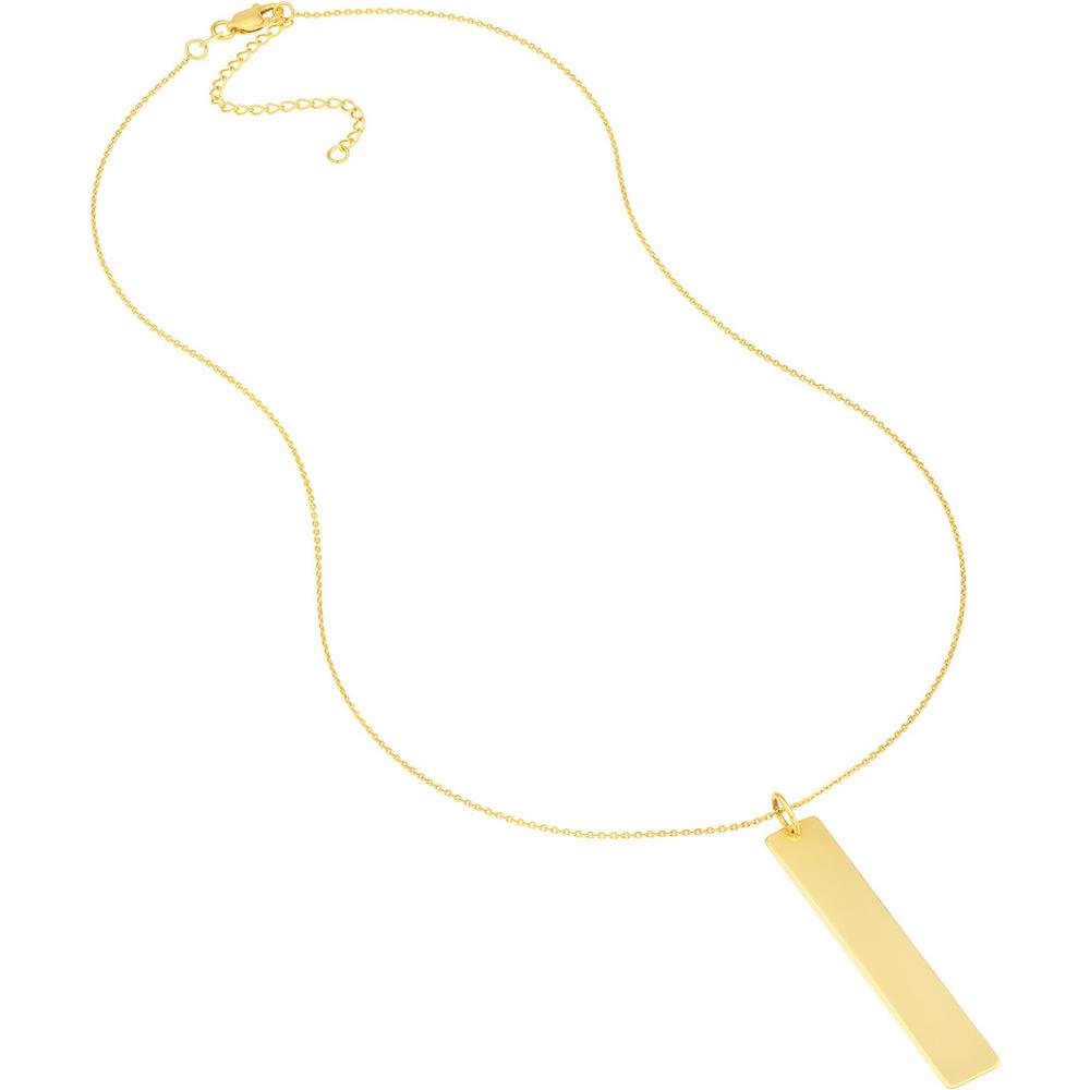 Olas d'Oro - 14K Yellow Gold Vertical Engravable Bar Adjustable Necklace