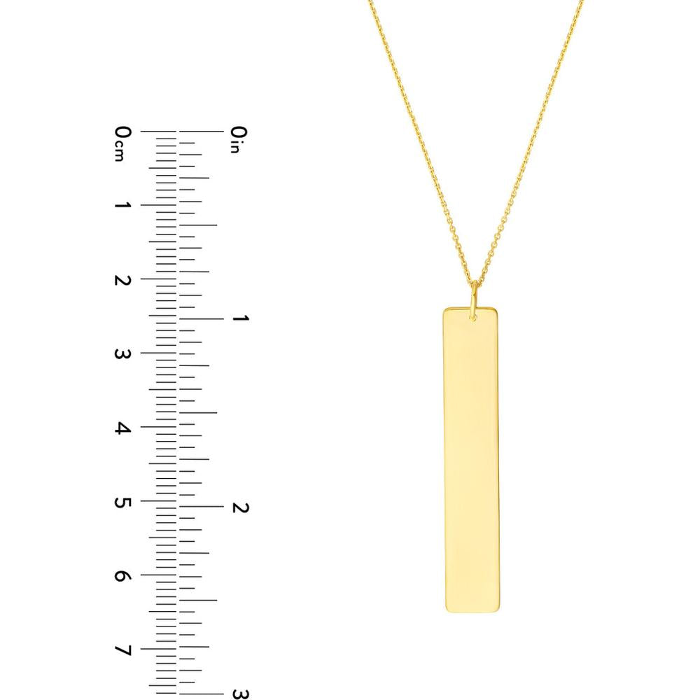 Olas d'Oro - 14K Yellow Gold Vertical Engravable Bar Adjustable Necklace