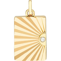 Olas d'Oro - 14K Yellow Gold Vertical Radiant Locket with 3-Point Diamond - 0.03 Carat Total Diamond Weight