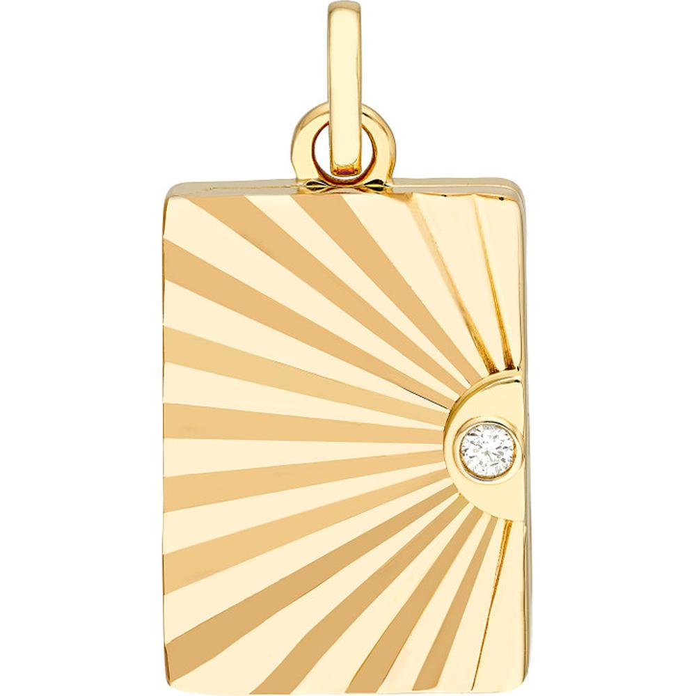 Olas d'Oro - 14K Yellow Gold Vertical Radiant Locket with 3-Point Diamond - 0.03 Carat Total Diamond Weight