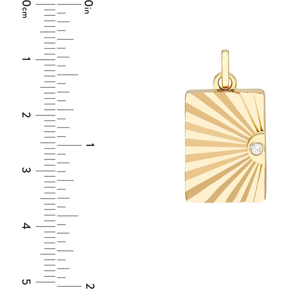 Olas d'Oro - 14K Yellow Gold Vertical Radiant Locket with 3-Point Diamond - 0.03 Carat Total Diamond Weight