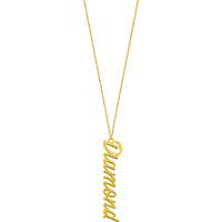Olas d'Oro - 14K Yellow Gold Vertical Script Font Necklace with Custom Message - 2.30 Grams Weight
