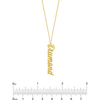 Olas d'Oro - 14K Yellow Gold Vertical Script Font Necklace with Custom Message - 2.30 Grams Weight