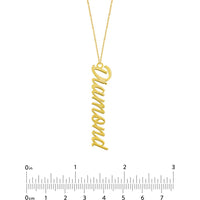 Olas d'Oro - 14K Yellow Gold Vertical Script Pendant Necklace - Customizable Message, 7mm