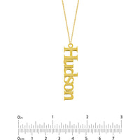 Olas d'Oro - 14K Yellow Gold Vertical Typewriter Font Pendant Necklace 7mm Customizable Message