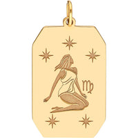 Olas d'Oro - 14K Yellow Gold Virgo Engraved Pendant - 13x20mm
