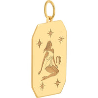 Olas d'Oro - 14K Yellow Gold Virgo Engraved Pendant - 13x20mm