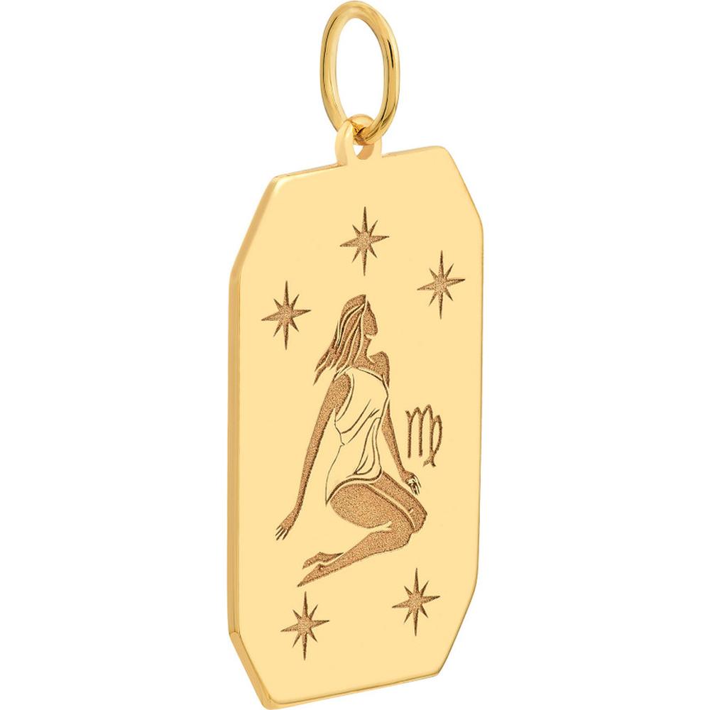 Olas d'Oro - 14K Yellow Gold Virgo Engraved Pendant - 13x20mm