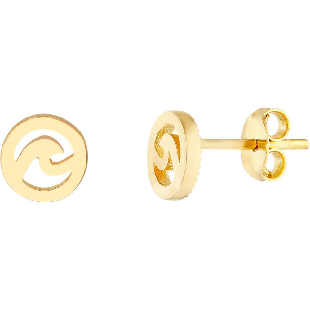 Olas d'Oro - 14K Yellow Gold Wave Cutout Micro Stud Earrings