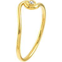 Olas d'Oro - 14K Yellow Gold Wave Ring with 3pt Diamond Solitaire - Size 8