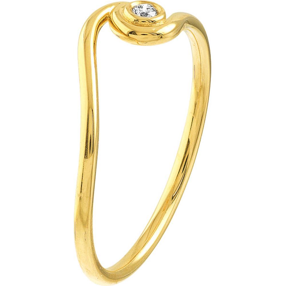 Olas d'Oro - 14K Yellow Gold Wave Ring with 3pt Diamond Solitaire - Size 8