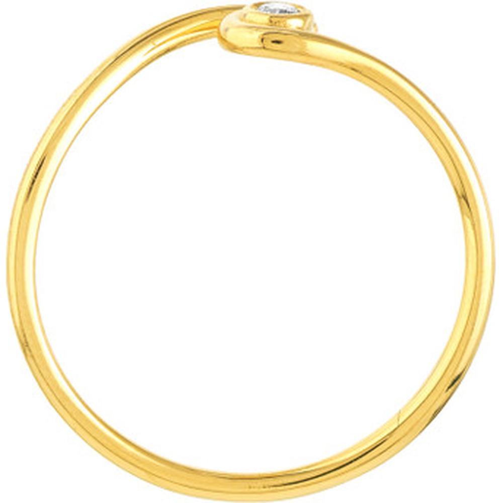 Olas d'Oro - 14K Yellow Gold Wave Ring with 3pt Diamond Solitaire - Size 8