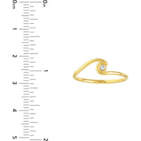Olas d'Oro - 14K Yellow Gold Wave Ring with 3pt Diamond Solitaire - Size 8