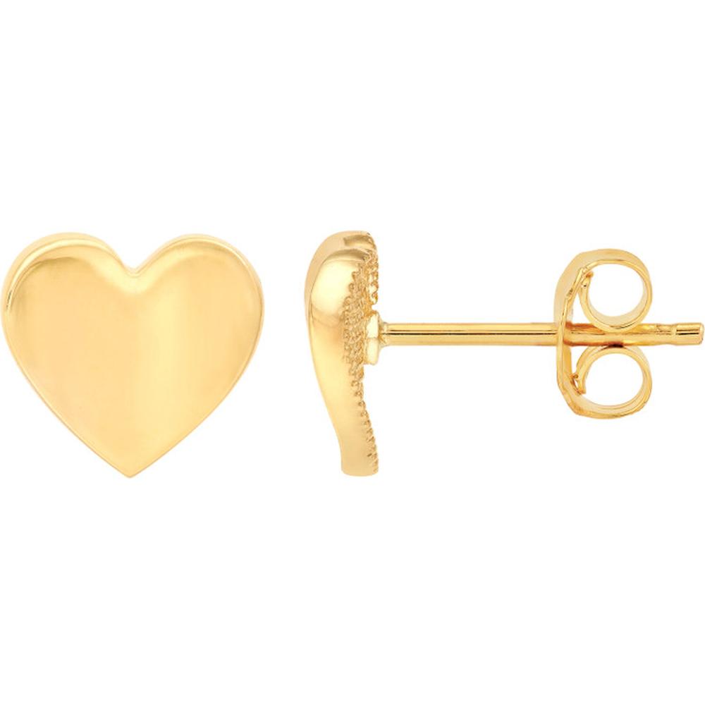 Olas d'Oro - 14K Yellow Gold Wavy Heart Stud Earrings 1.29 Grams Total Weight