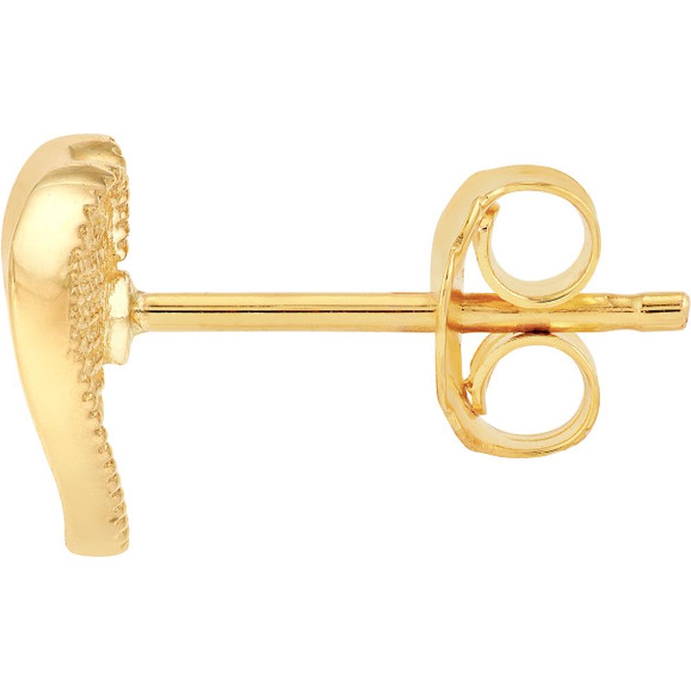 Olas d'Oro - 14K Yellow Gold Wavy Heart Stud Earrings 1.29 Grams Total Weight